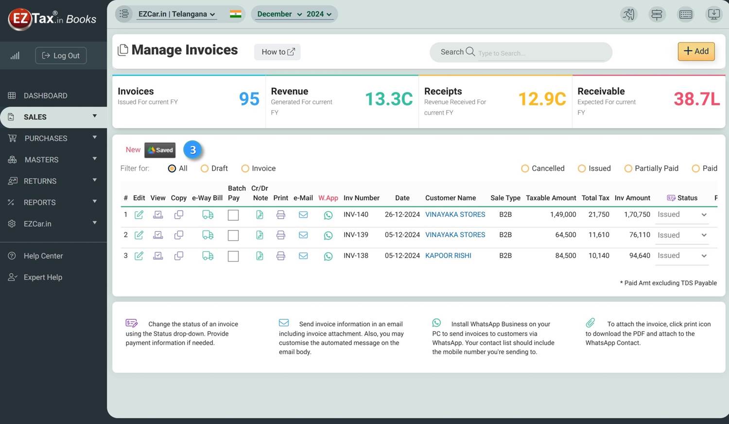 After saving tax invoice