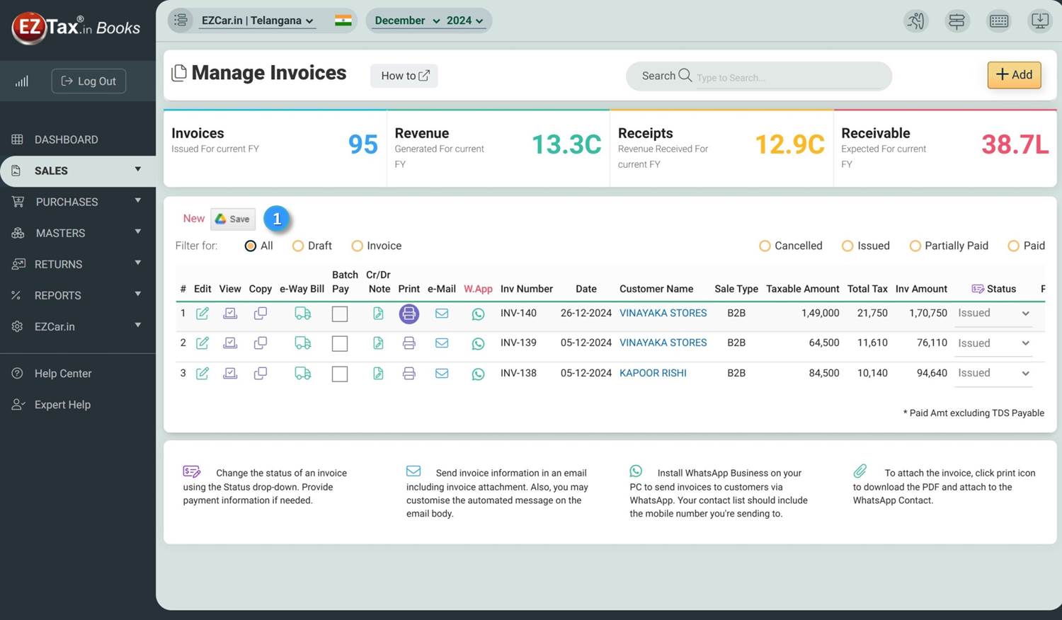 Tax Invoice saved in Google Drive