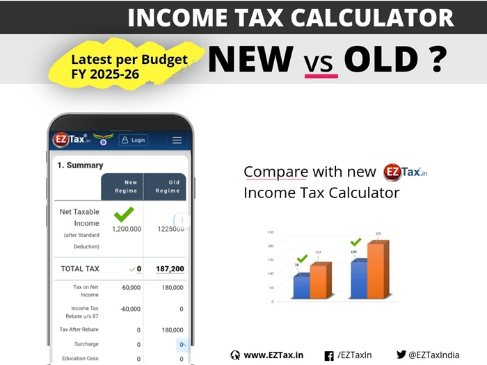 Income Tax Calculator for FY 2021-22 (old vs new) | EZTax.in